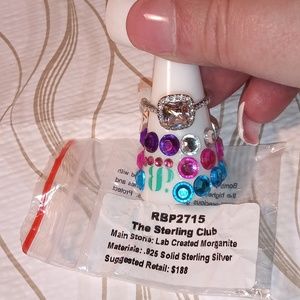 The Sterling club lab created morganite ring Real .925 solid sterling silver